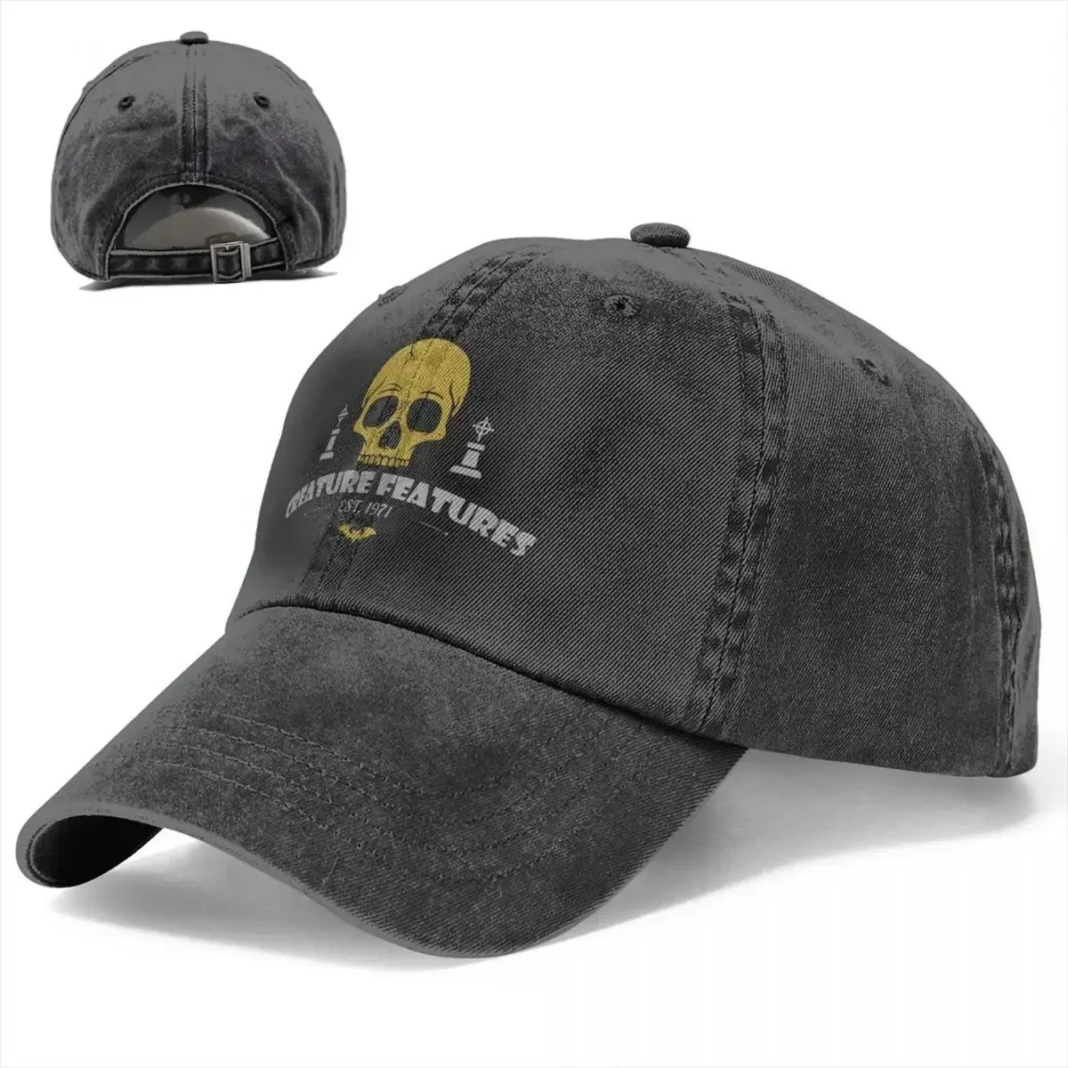 New Casual Creature Features Skull Baseball Caps Style Distressed Denim Snapback Hat Letters Print Activities Adjustable Caps Ha