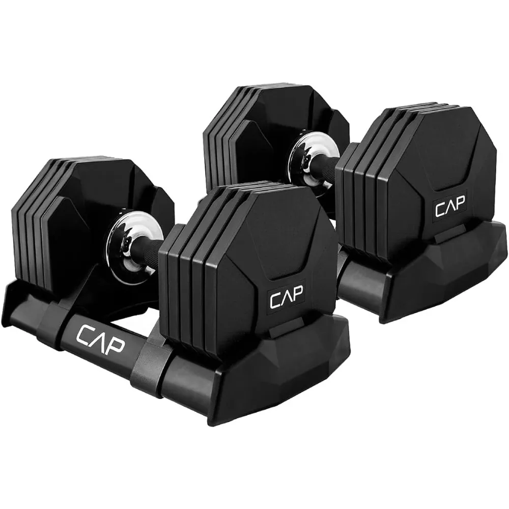 

Adjustable Dumbbell, 50LB with Anti-Slip Turning Handle & Fitted Storage Tray, Fast Select Weight by Turning Dumbbell Handle