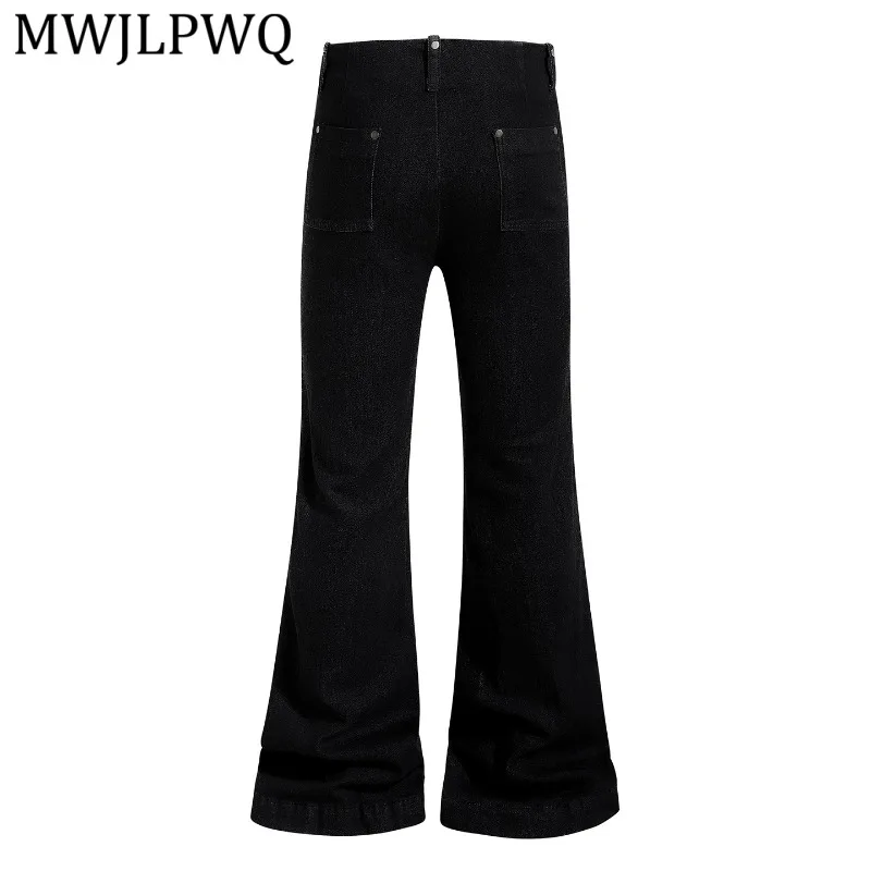 

MWJLPWQ American High Street Design Black Flared Jeans For Men And Women Clean Fit Niche Spring Autumn Slimming Long Pants 15906