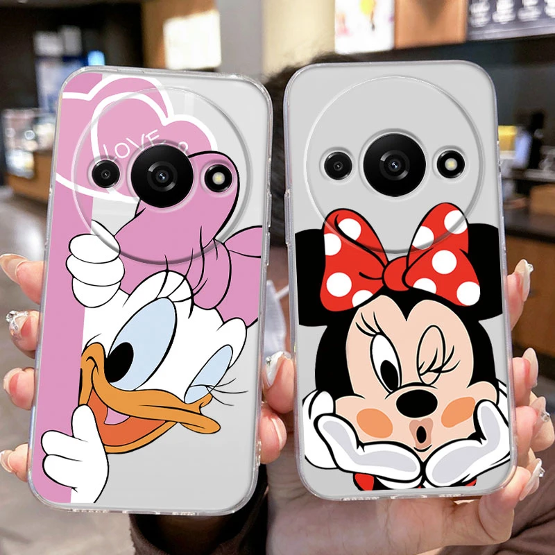 ل Redmi A5 13C 14C A3 Pro A4 14C 4G نوت 13 12 9 Poco C75 C61 جراب هاتف زوجين ميكي ميني ماوس غرزة غطاء شفاف
