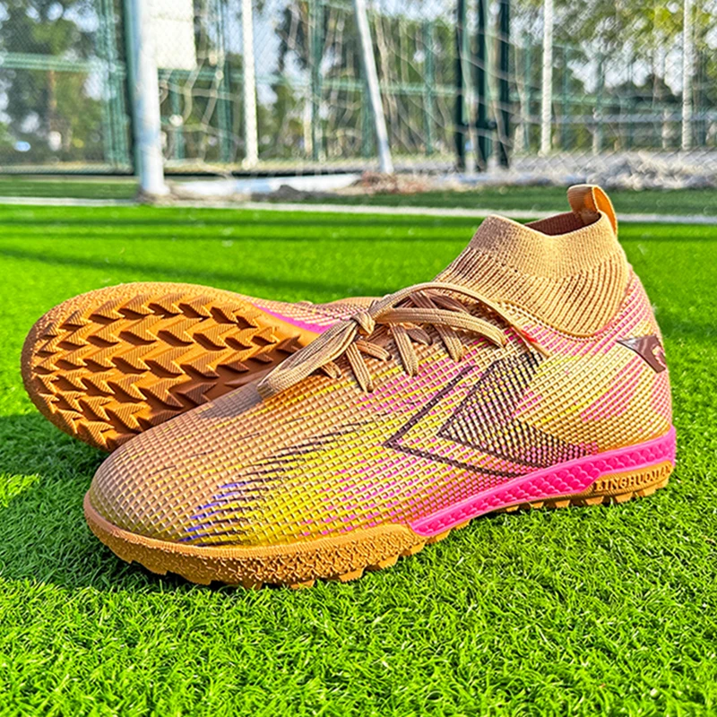 

Original Brand Outdoor Soccer Shoe Comfortable Anti Slip High Ankle Soccer Boots Top Quality Long Spike Turf Football Shoe 36-47