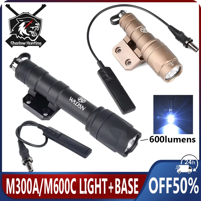 WADSN M300 M600 Flashlight Offset Mounting Base Airsoft m300a Weapon Light Lantern Torch Accessories Fit MLOK KEYMOD 20MM Rail