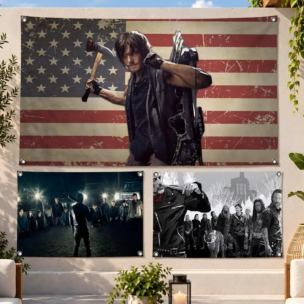 Zombie Horror The Walking Dead Flags Fan Flag Banner Wall Hanging Outdoor Yard Camping Dorm Garage Party Home Decor Gift