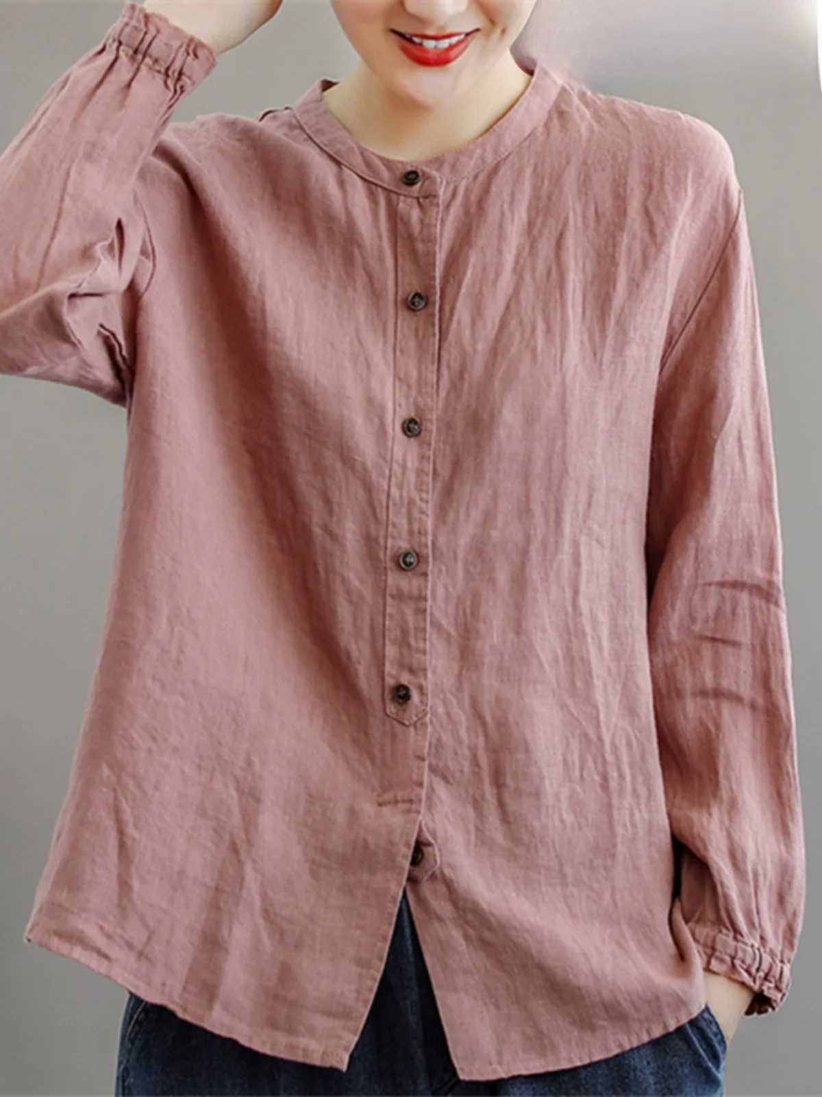 

Artistic Large Size Women's Long Sve Cotton Linen irt Spring Autumn Open Cardigan Top Straight Cut Commute Sle Regular...