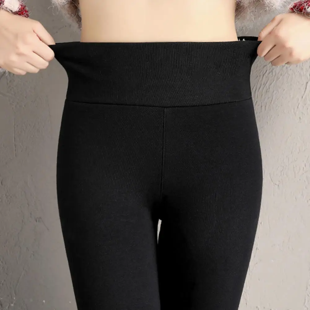 Espessamento cordeiro velo inverno quente leggings feminino algodão de cintura alta magro preto calças femininas outono 2025 leggings para mulher