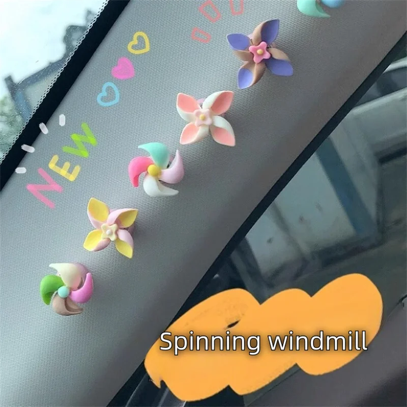 Rotating Small Windmill Model Decor Cute Creative Car Mounted Ornaments Auto Interior Dashboard Accessories For Girls Gifts