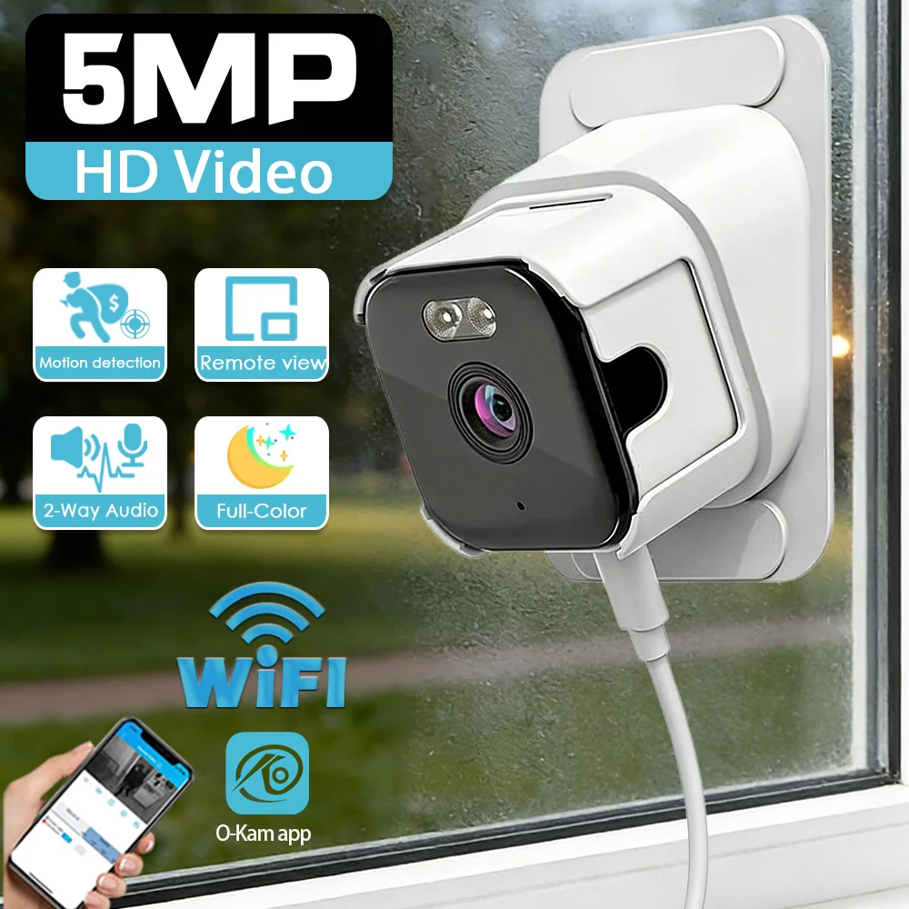5MP HD Window Video Surveillance Camera 5G WiFi Indoor Home Security Camera Color Night Vision Motion Detection Baby Monitor Cam