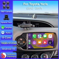 Android 16 Carplay Auto For Toyota Yaris 2012 2013 2014 2015 - 2017 Multimedia Car Radio Player WIFI+4G DSP Stereo Touch Screen