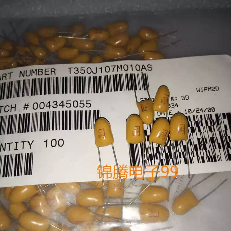 10-100pcs imported gallbladder capacitor 10V 100UF 107M fever direct insertion gallbladder electrolytic capacitor T350J107M010AS