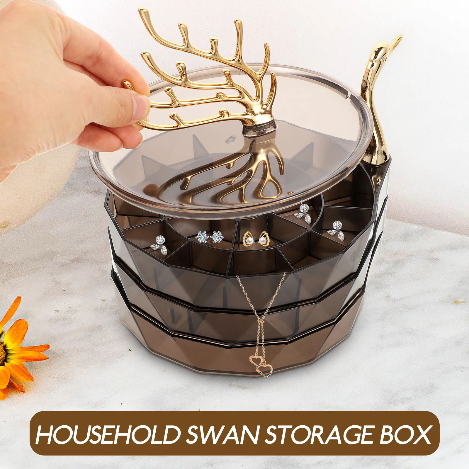 

1pcs Swan Shaped Jewelry Box Decorative Desktop Storage Organizer Case For Earrings Rings Necklaces Bracelets Bangle Hair