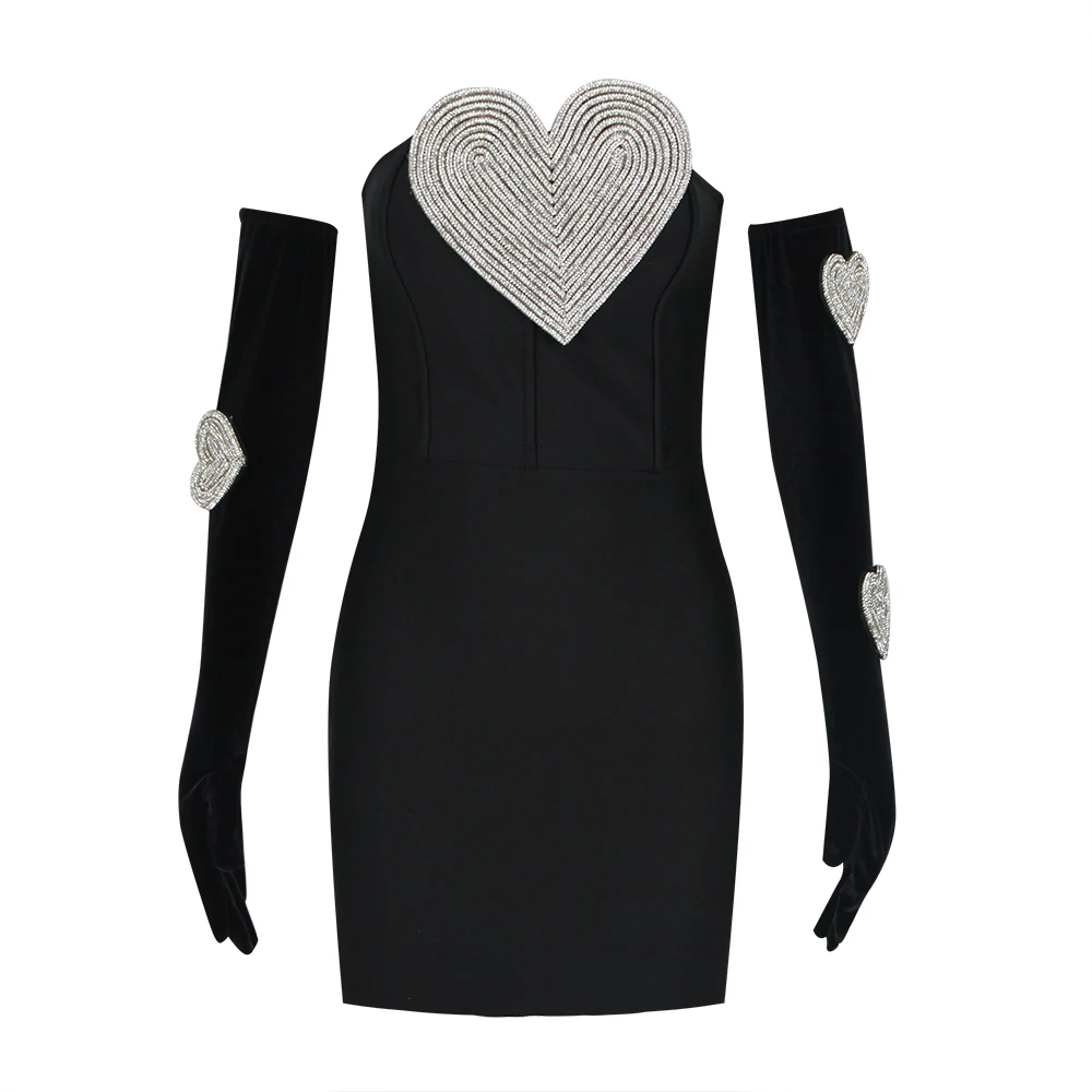 

2024 New Elegant Bandage Dress Women Sexy Strapless Bodycon Clothes Club Party Mini Dresses