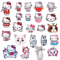 Cartoon Cute Hello Kitty Embroidery Cloth Sticker Patch DIY Stripe Children's Clothing Bags Hat Badges Ironing Sewing Patches