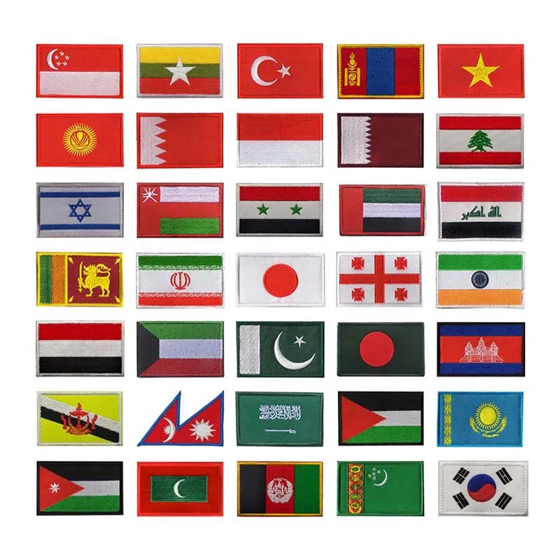 شارات العلم الآسيوي الملابس زين بقع التطريز، الكازاخستان، القتار، سريلانكا، باكستان العراق فلسطين الشعار التكتيكي