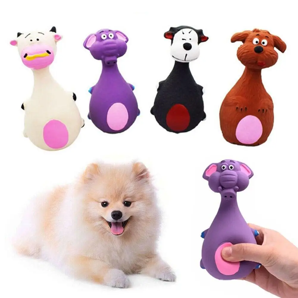 Sound Squeaky Dog Latex Toys Elephant Cow Animal Chew Pet Rubber Vocal Toys For Small Large Dogs Bite Resistant Interactive E3C5