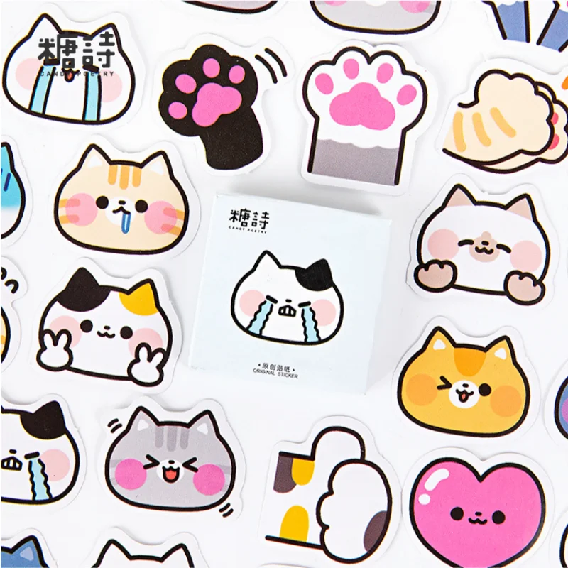 45pcs Cat Box Sticker Decorative DIY Sealing Stickers Korean Stickers  Cheap Kawaii Stationery  Stickers