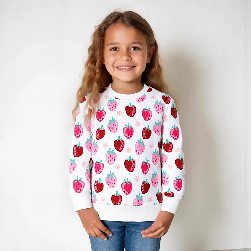 Little Maven Mädchen Sweatshirts Erdbeere Baby Mädchen Langarm Tops für Kinder Kleidung Herbst Frühling Mädchen Kleidung