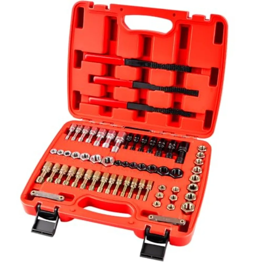 

61Pcs Thread Repair Kit, UNC, UNF and Metric Thread Chaser Set, Rethread Repair Tool with Taps Dies Thread Files and Thread Pit