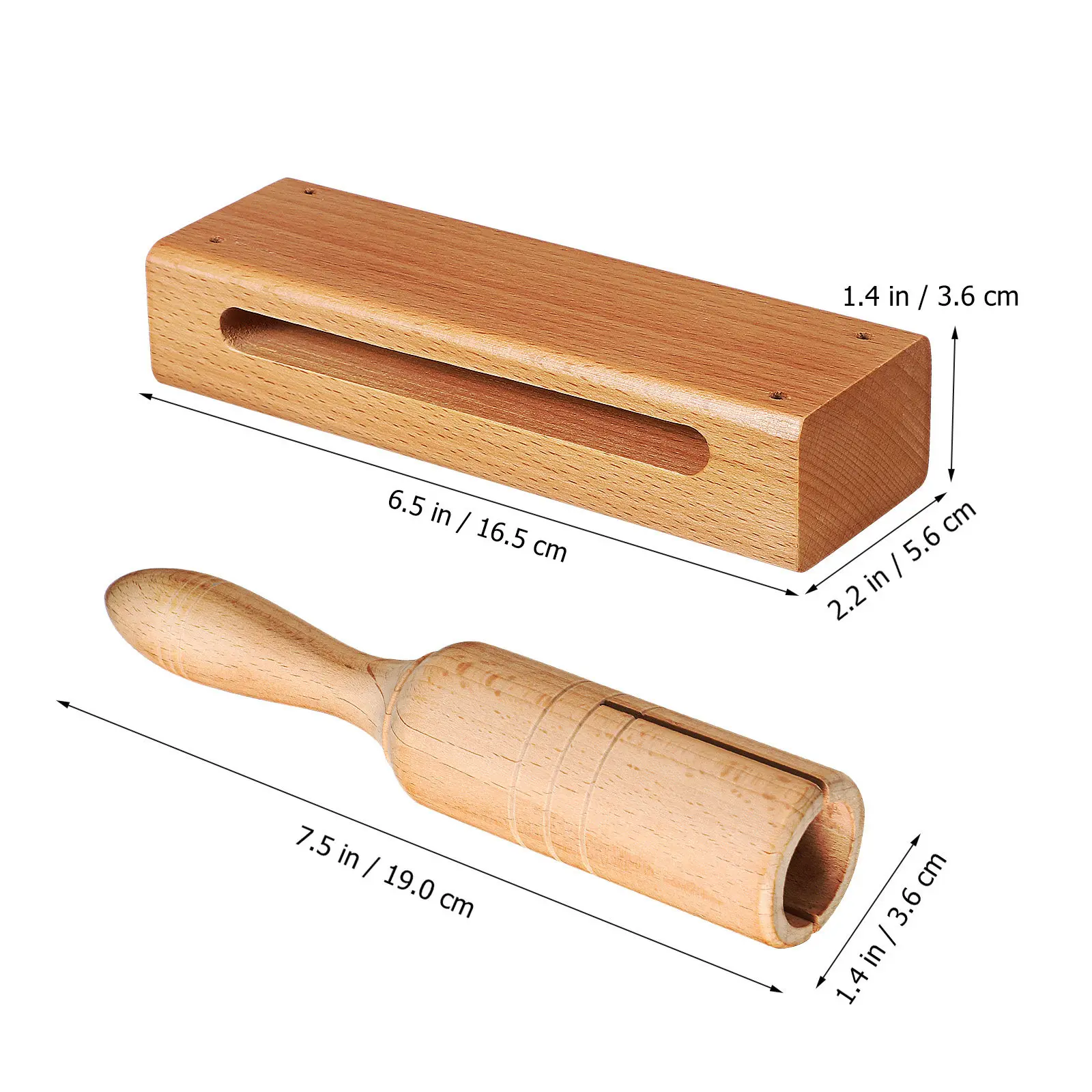 2Sets Percussion Instrument Wooden Single Tone Wood Block Handheld Clapper Tube Educational School Rhythm Wood Blocks Musical