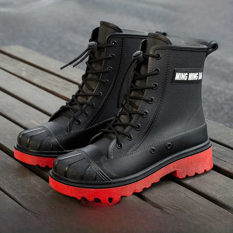 Men's Mid-Calf Fashion Rain Boots Anti-Slip Waterproof Workwear Fishing Outdoor Shoes Kitchen Water Boots Delivery Fishing Wa...