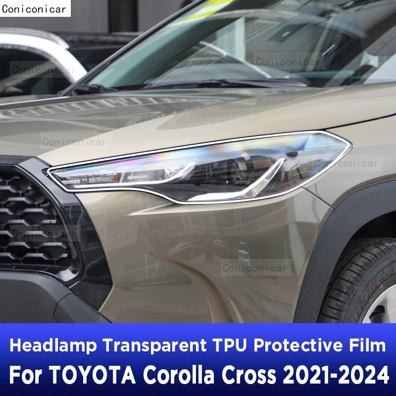 طبقة رقيقة واقية ملصقات بولي يوريثان لتويوتا كورولا كروس هايبرد 2021-2024 سيارة العلوي أسود شفاف المضادة للخدش PPF تجميل