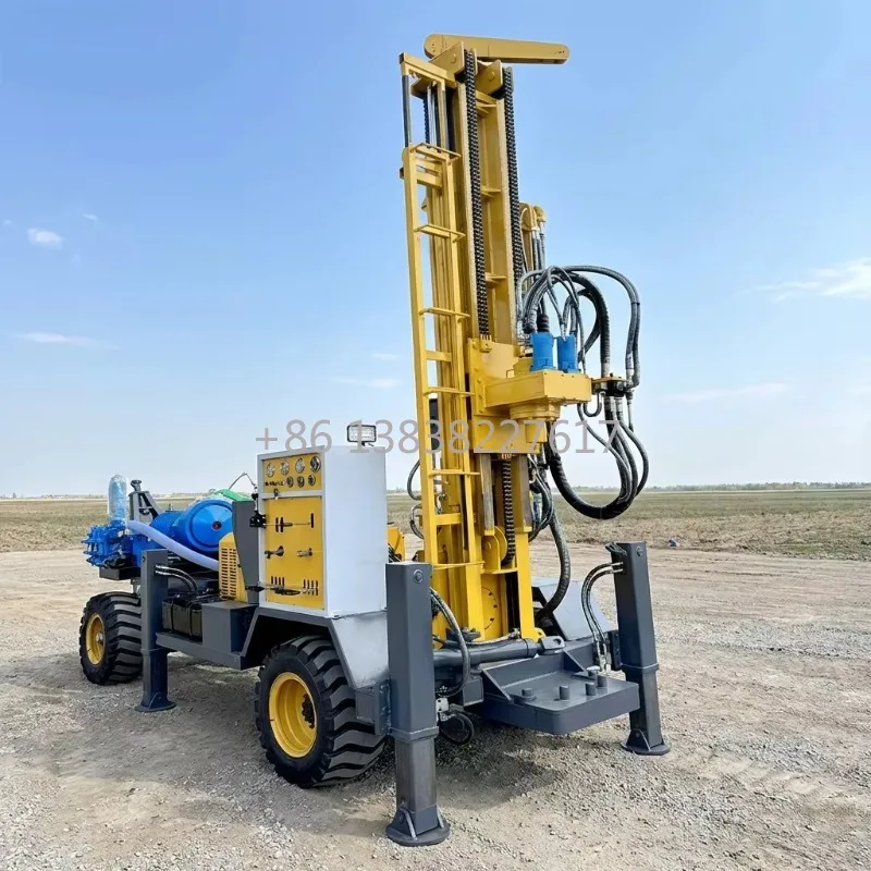 High Quality Hydraulic Crawler Drilling Rig Machine 450m, Rotary Forage Water Well Rig With Pump Engine for Mine Drilling