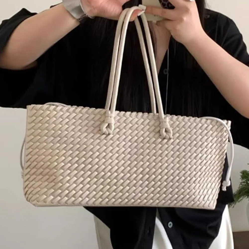 Woven Tote Bag Women Underarm Shoulder Satchel Hobo Bags Purse Top Handle Tote Handbag Large Capacity For Work Shopping Casual