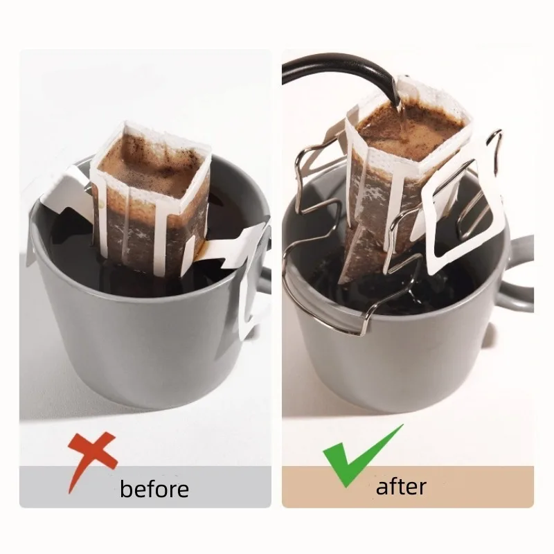 Picture 7: 1/3/5pcs Coffee Cup Drip Filter Paper Bag Holder Stainless Steel Reusable Holder Drip Bag Holder Coffee Accessories PTKFQJ03