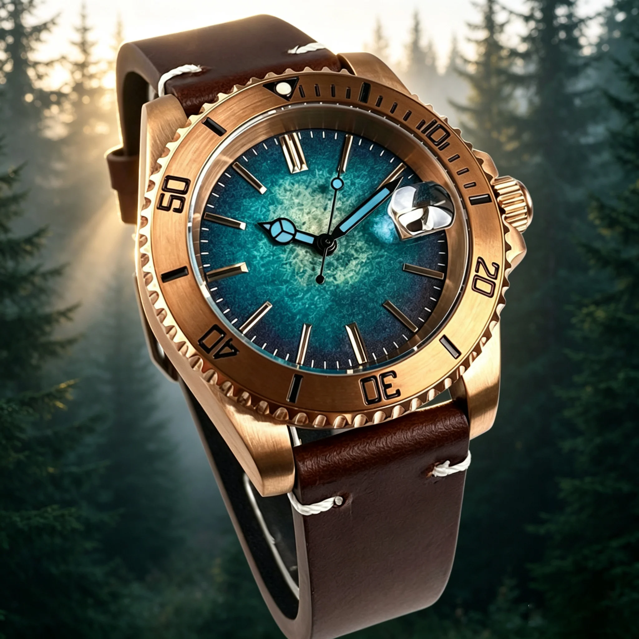 Tandorio 40mm 20ATM Solid CuSn8 Bronze Japan NH35 Automatic Mechanical Retro Men's Watch Sapphire Glass Diver Bronze Wristwatch