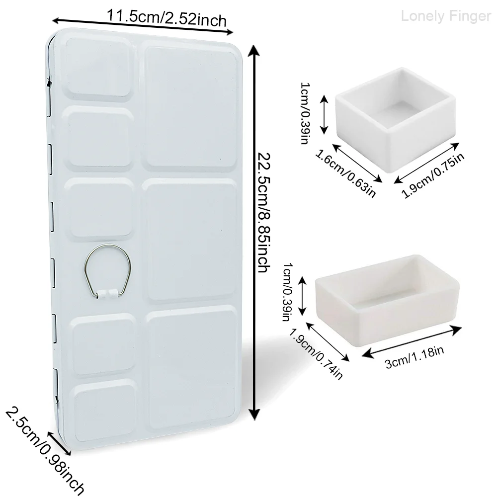 لوحة ألوان مائية فارغة للسفر، لوحة ألوان مائية مع مقالي شبكية بلاستيكية 52/28 للغواش والاستوديو والرسم الخارجي #3
