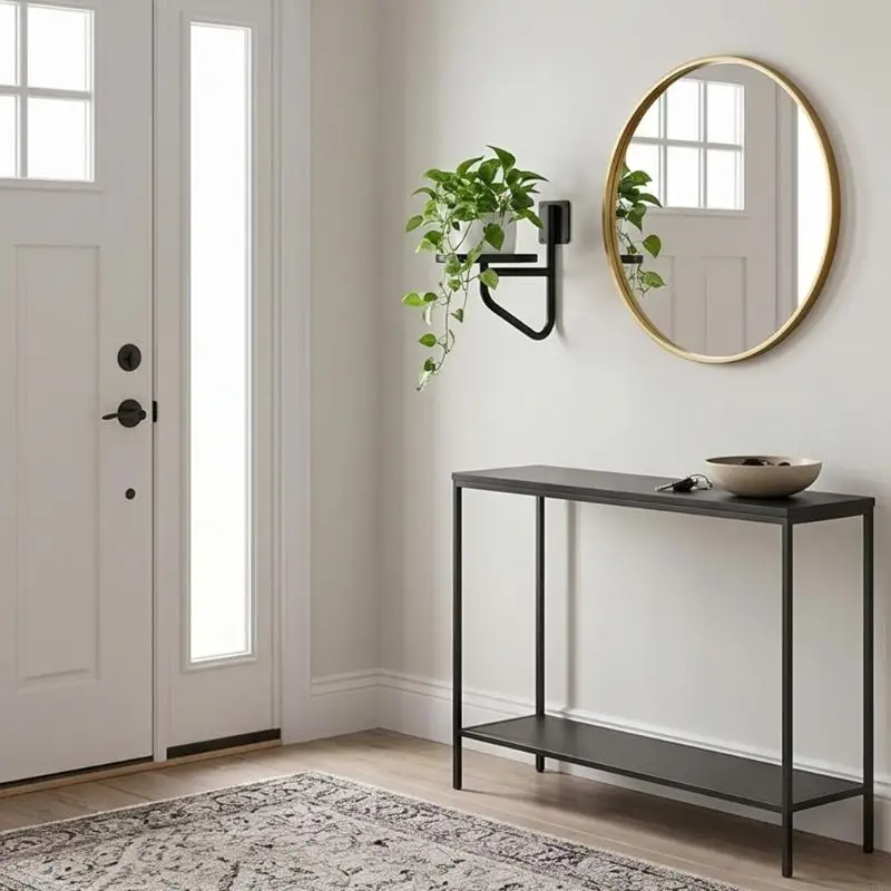 Vertical Wall Flower Pot Shelf Set, 3 Piece Metal Wall Mounted Holder for Small Pots, Clean Wall Use for Apartment and Office