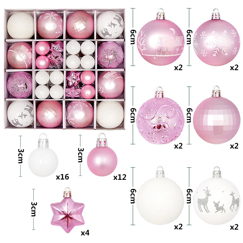 44-teiliges Set 3/6CM Frohe Weihnachten Dekorationskugeln Christbaumanhänger für Heimdekoration Neujahr 2026 Navidad Geschenke Zubehör – Detail 18