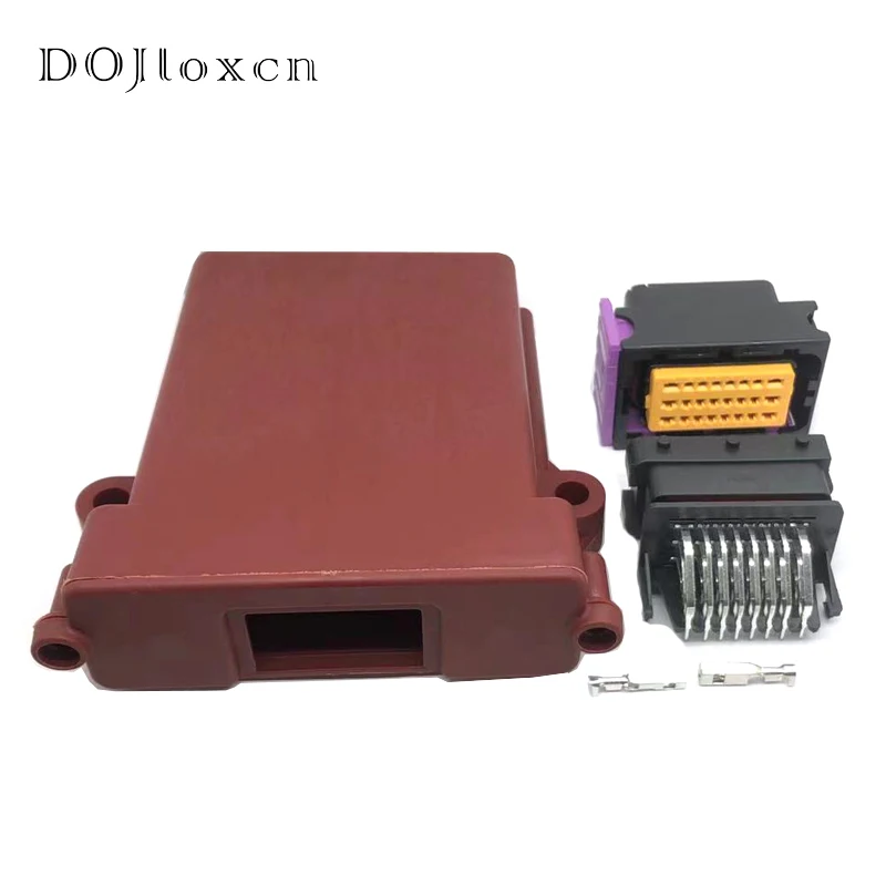 1 Set 24 Pin Way Plastic Automotive ECU PCD Enclosure Box Case With Mating Male And Female Fci Connectors