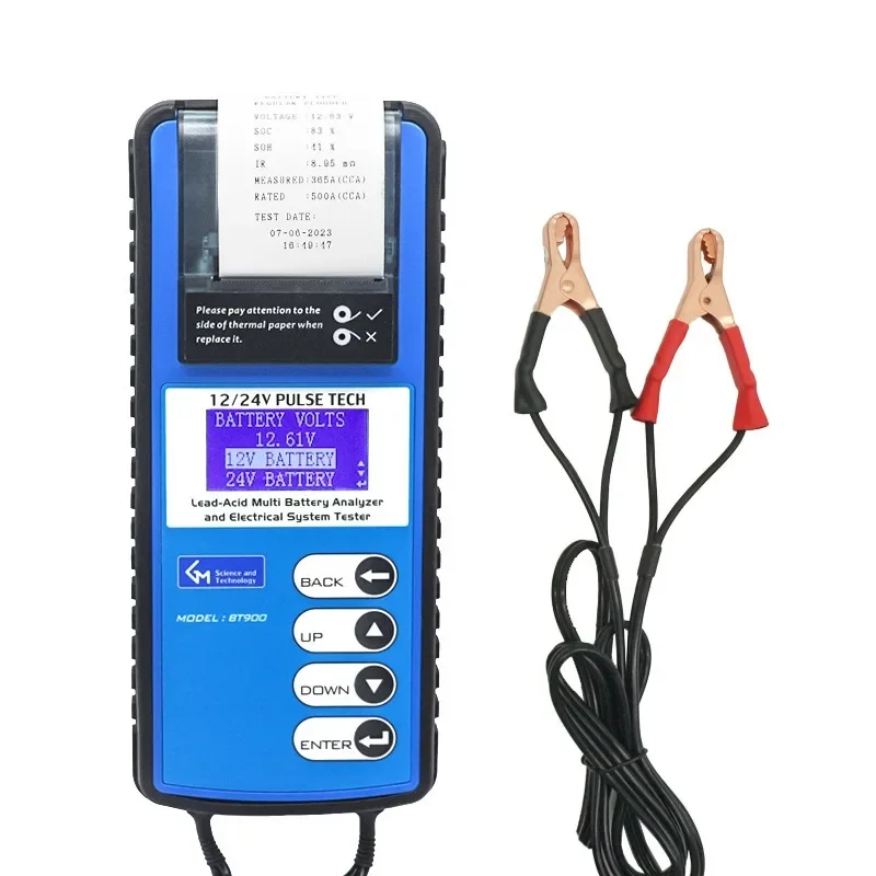 BT900 Car Lead Acid Battery Tester, 12/24V Battery Capacity,Internal Resistance & Health Detector with Thermal Printing Function