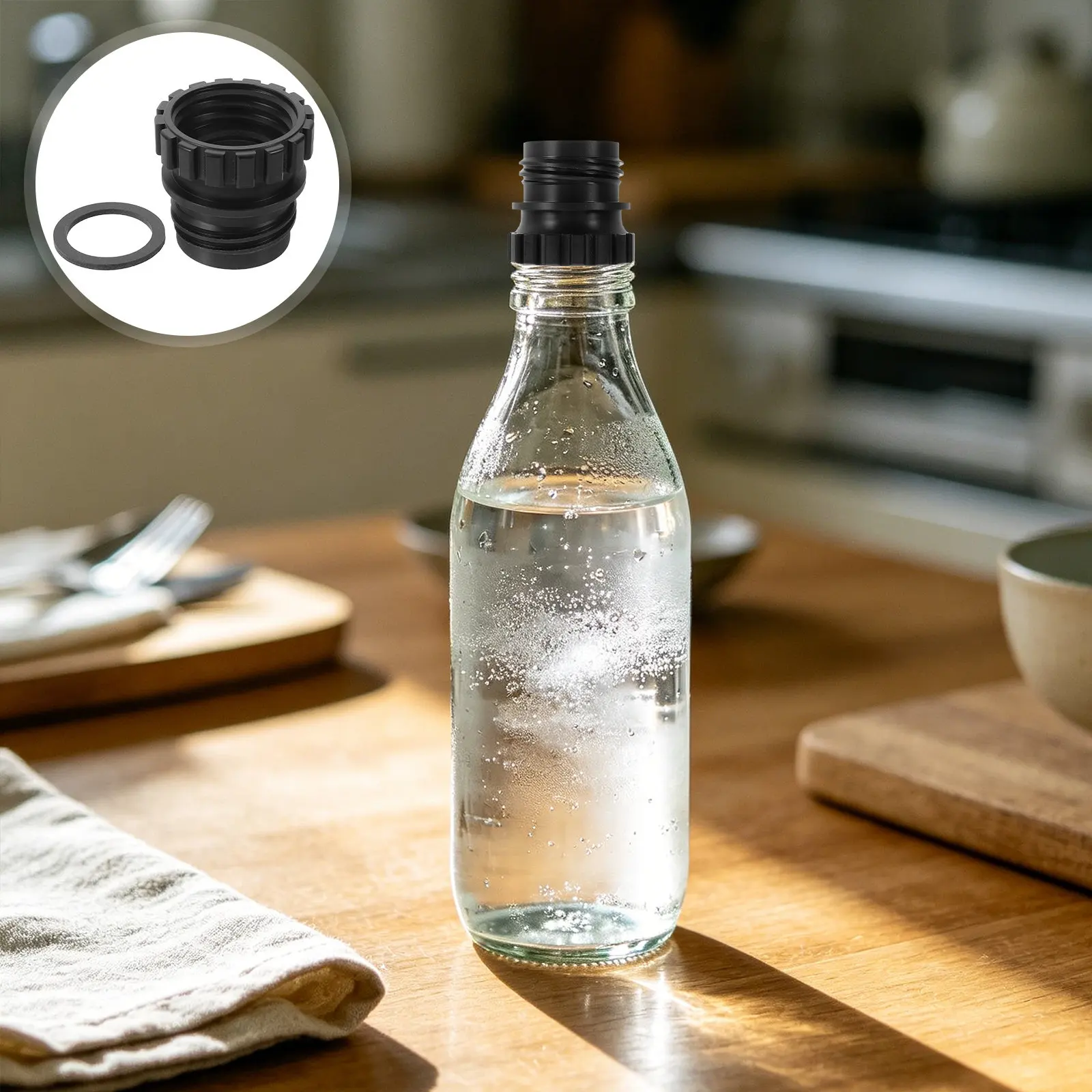 Soda Bottle Adapter Attachment Quick Connect Cap Compatible 0.7L Glass Bottles Direct Replace Adapter Carbonation Machine Soda