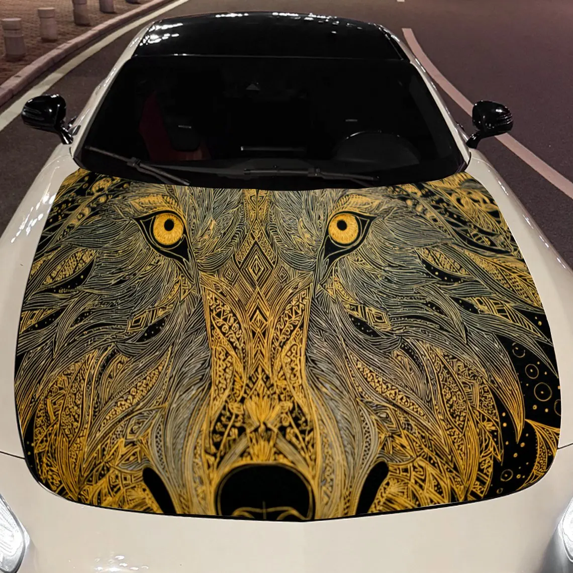 

Golden Wolf print,car hood stickers,PVC waterproof Self adhesive car hood sticker,car hood decoration protection stickers,Auto A