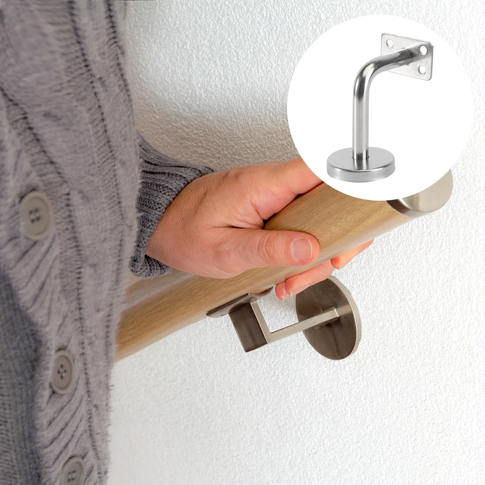 5Pcs Stainless Steel Handrail Bracket Wall Mounted Heavy Duty for Hotel Restaurant Gym Office Villa Riverside Bathroom Corridor