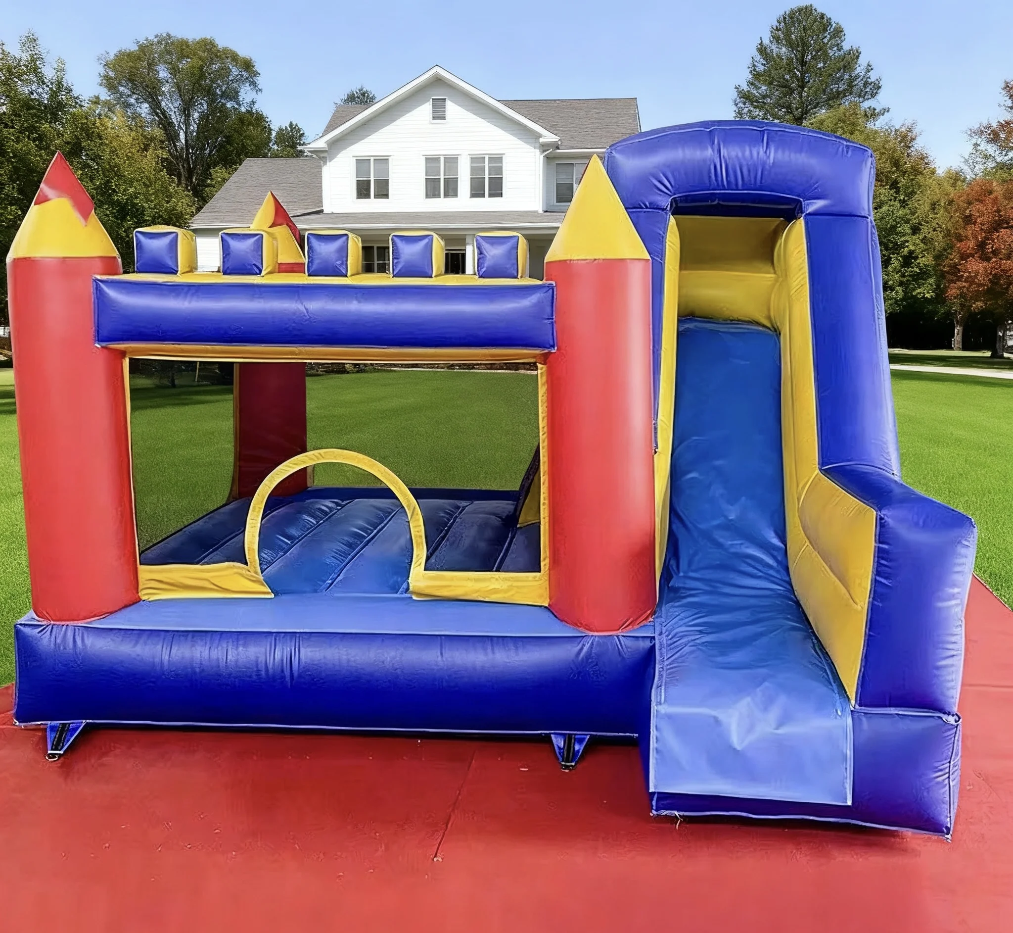 Cheap Inflatable Bouncy Castle Slide Commercial PVC Inflatable Bounce House Playground for Sale for Kids Adults with Blower
