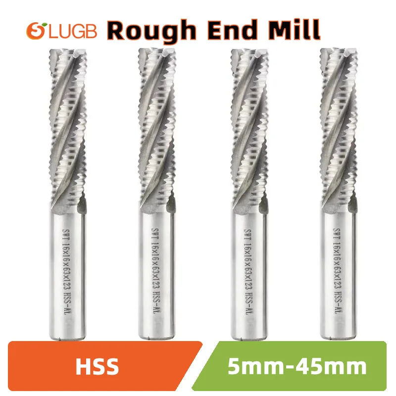 SLUGB AL Rough End Mill HSS Carbide Milling Cutter Router Bits 4 Flute 5mm-45mm Saw Blade Metal Machining Tool