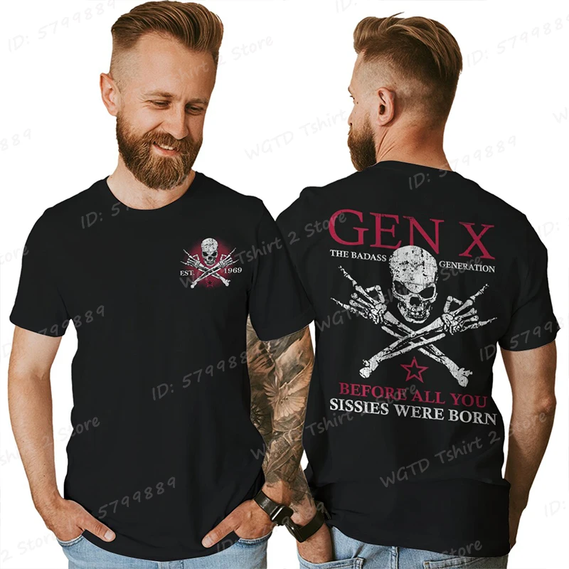 Funny Skull Rock Hand & Gen X Before All You Sissie Were Born T-Shirt, Men's Streetwear Short Sleeve Tees, Generation X T Shirts
