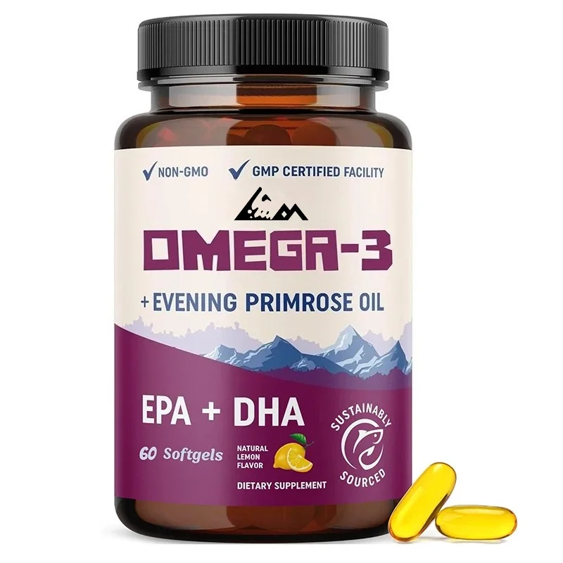 Fish Oil Omega-3 Supplement, Heart, Skin and Health Support 800mg Evening Primrose Oil