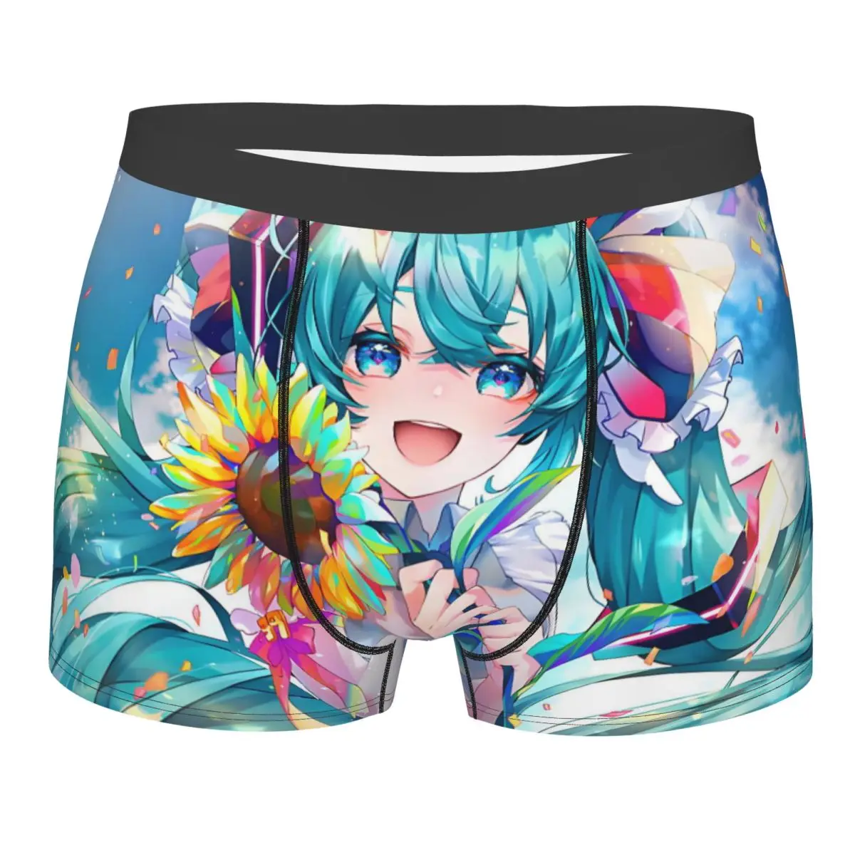 

Custom Anime H-Hatsuned M-Mikus Flower Underwear Men Print Boxer Briefs Shorts Panties Soft Underpants
