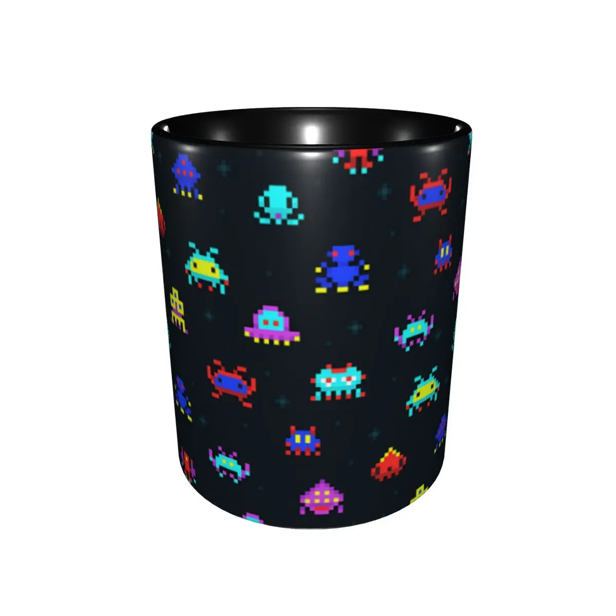 Cute Pixel Robots Space Invaders Retro Video Creative Ceramic Coffee Mug Landscape Tea Milk Cup Home Office Gift Mugs 330ml