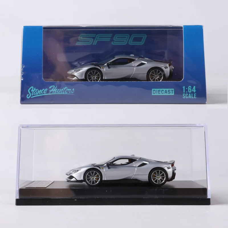 Stance Hunters 1:64 SF90 Alloy Model Car The hood can be opened