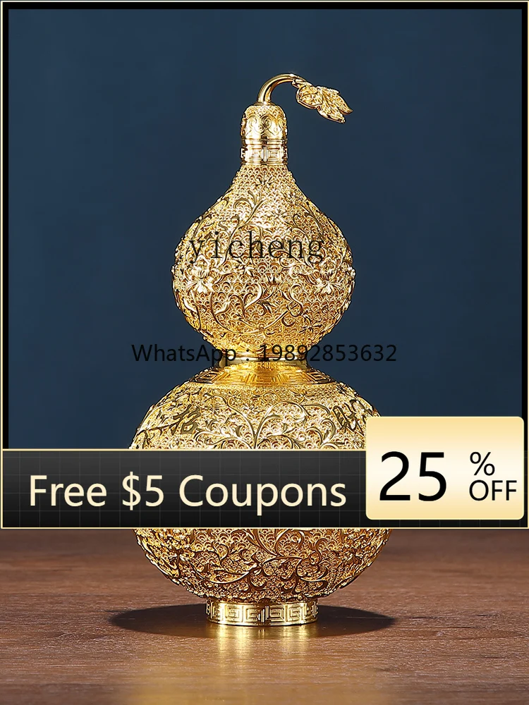 

1TWR Oriental Jubilee all-copper ornament filigree auspicious gourd living room entrance desktop decoration