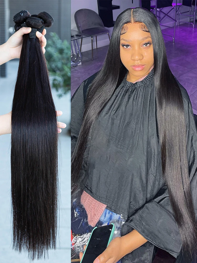 Straight 2/3/4 Bundles Human Hair 24 26 28 30 Inch 10A Brazilian Straight Human Hair Bundles Unprocessed Raw Virgin Human Hair