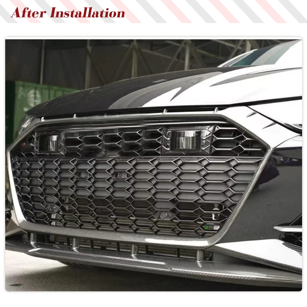 Front Grille Frame Outline Cover Trim Fit For Audi RS6 RS7 C8 Avant 2019-2023 Dry Carbon Front Kindly Grille Grill Frame Cover