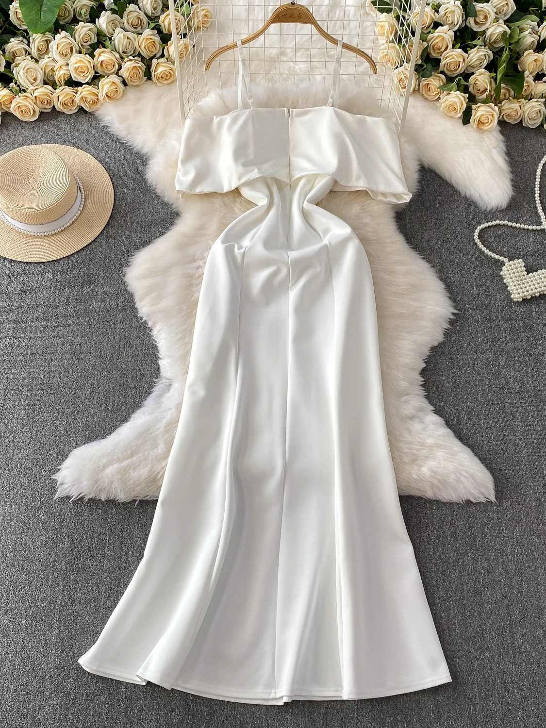 Ele One-oulder Satin Dr Donna Estate Vita alta A-Line Midi Dr Floreale Ricamo 3D Svel Commute Sle