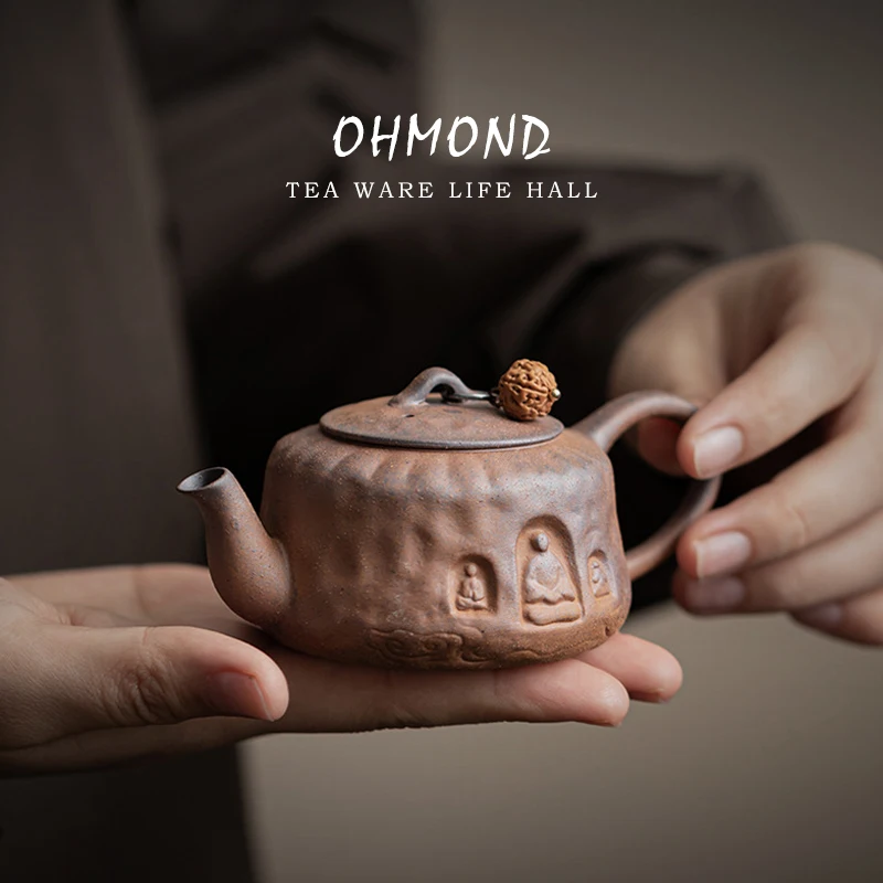 OHMOND Ancient Rock Clay Dunhuang Rustic Ceramics Tea Pot Small Capacity Breathable Puer Tea Pot Single Pot Vintage Style