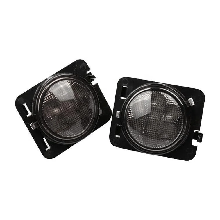 

Smoked LED Side Maker Lights Amber Front Fender Flares Parking Turn Lamp Bulb Indicator Lens For Jeep Wrangler JK