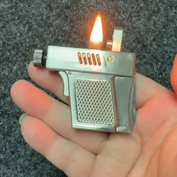Vintage Classic Kerosenes Trench Lighter with Auto Ejection Mechanism One-Click Ignition Pocket Lighter Collection & Daily Use